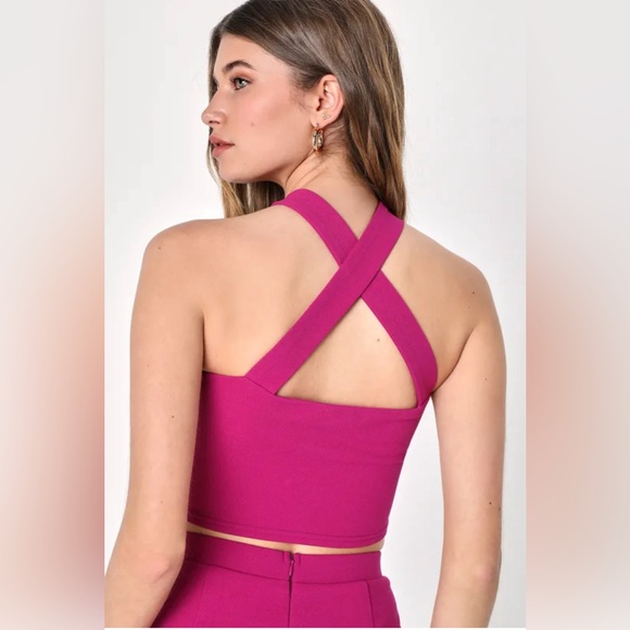 Lulus Perfect Together Magenta Halter Wide-Leg Two-Piece Jumpsuit - Picture 6 of 12